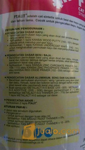 CAT MINYAK FTALIT BESI KAYU PUTIH/HITAM KILAP /CAT KANSAI 1 KG