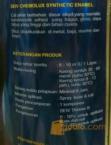 CAT BESI KAYU SEIV CHEMOLUX SUPER BLACK DOFF 1 LITER/HITAM DOFF 880 M