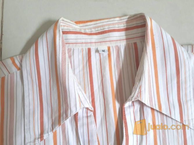 Kemeja Wanita - Katun Salur - Putih Orange Krem - 0009