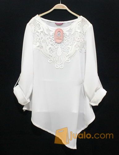 Atasan Renda Bordir|A6-138-Putih(All Size)|Baju Kerja|Baju Kantar