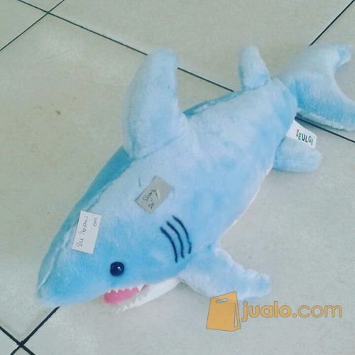 Boneka karakter hewan ikan air laut hiu biru / blue shark fish kosong kelas internasional SNI NEW ORI murmer