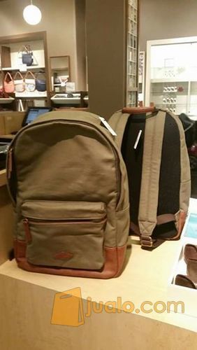 TAS FOSSIL BACKPACK TRIM LEATHER CANVAS MIXED