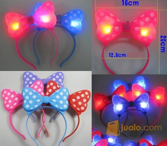 Bando Minnie Mouse LED Nyala Aksesoris Pesta Kostum Show Party Warna Lucu Rambut Kepala Anak Perempuan Ulang Tahun Birthday Wanita Jepit Fashion