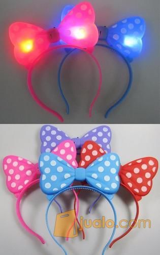Bando Minnie Mouse LED Nyala Aksesoris Pesta Kostum Show Party Warna Lucu Rambut Kepala Anak Perempuan Ulang Tahun Birthday Wanita Jepit Fashion