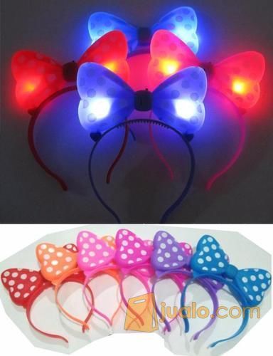 Bando Minnie Mouse LED Nyala Aksesoris Pesta Kostum Show Party Warna Lucu Rambut Kepala Anak Perempuan Ulang Tahun Birthday Wanita Jepit Fashion