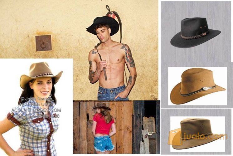 Topi fedora koboy koboi cowboy cow boy coklat