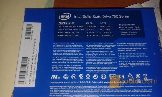 Intel SSD 750 Series NVME PCI E Gen 3x4 Add in Card